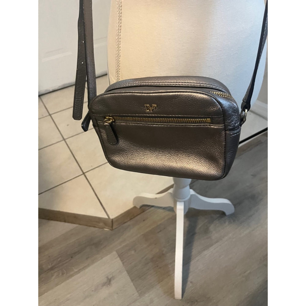 Diane Von Furstenberg Milo Mini Metallic Gray Crossbody Purse - Picture 12 of 13